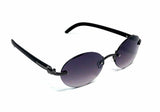 Maestro Rimless Oval Metal & Faux Wood / Marble Frame Sunglasses