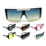 Luxury Oversized Flat Top Semi Rimless One Piece Shield Lens Aviator Sunglasses