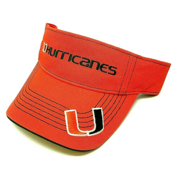 University Of Miami Hurricanes UM Text Logo Orange Sun Visor Hat