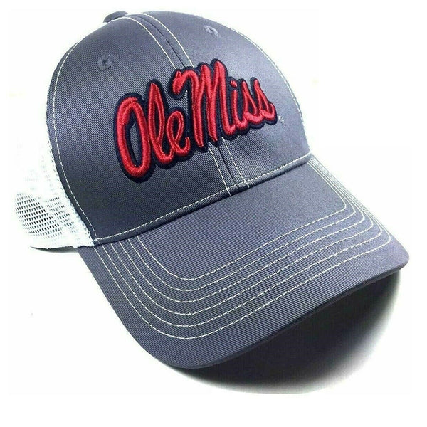 Ole Miss Rebels Grey Ghost Adjustable Mesh Trucker Curved Bill Snapback Hat