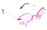 Rimless Oval Blood Drip Splatter Shaped Luxury Sunglasses