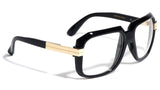 Gazelle Emcee Square Oversized Hip Hop Luxury Aviator Sunglasses w/ Clear Lenses