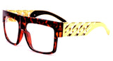 Oversized Flat Top Square Chain Arms Hip Hop Sunglasses