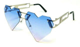 Laser Cut Rimless Heart Shaped Aviator Sunglasses