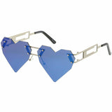 Laser Cut Rimless Heart Shaped Aviator Sunglasses
