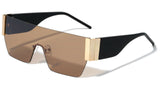 Oversized Rimless Flat Top One Piece Lens Luxury Shield Aviator Sunglasses