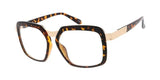 Gazelle Luxury Square Oversized Sunglasses w/Clear Lenses