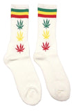 Marijuana Weed Leaf Rasta Striped Crew Socks