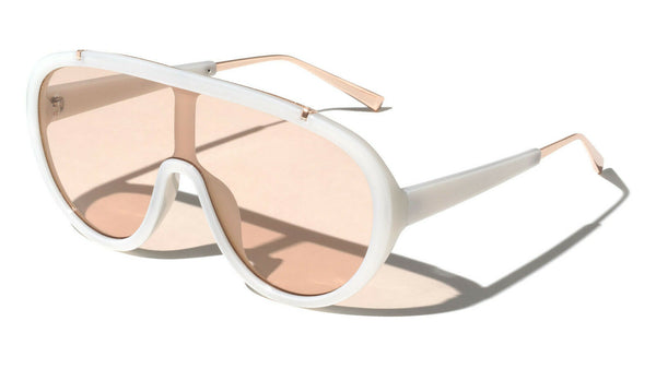 Oversized Futuristic One Piece Shield Lens Aviator Sunglasses