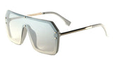 Techno Flat Top One Piece Lens Retro Shield Aviator Sunglasses