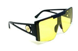 Luxury Oversized Flat Top Semi Rimless One Piece Shield Lens Aviator Sunglasses